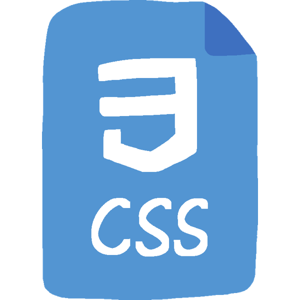 a blue file with an angular numeral 3 on it and the label "CSS"